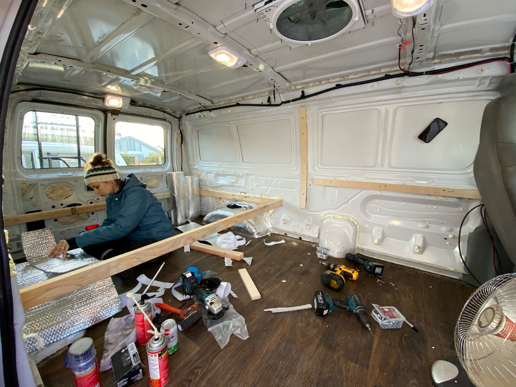 Framing and insulating the van walls
